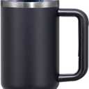 40 oz Tumbler with Handle and Straw Lid,Insulated Reusable Stainless Steel Water Bottle Travel MugCupholder Friendly Double Wall Vacuum Sealed Cup (Black)