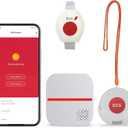 WiFi Caregiver Pager Life Alert Systems for Seniors No Monthly Fee App 1Waterproof Call Button+ 1Watch Button 1Receiver, Control Medical Alert Systems for Seniors(Only Supports 2.4GHz Wi-Fi 01)