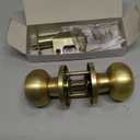 Moquin Gold Passage Door Knob Without Lock or Key, Non-Locking Interior Flat Ball Door Knob for Hallway or Closet, Satin Brass