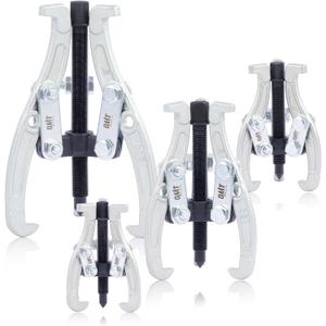 Orion Motor Tech Gear Puller Set, 3" 4" 6" 8" 3 Jaw Puller Kit for Pulley Gear Bearing Flywheel Removal, Heavy Duty Pulley Puller with Reversible Jaws 4 pcs Bearing Puller Tool Kit (silver)