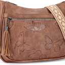 BELTANA Crossbody Bags for Women Trendy Vegan Leather Hobo Purses Medium Butterfly Cross Body Purse with Wide Strap | Adjustable Strap, Multiple Pockets, Tassel, Lightweight, Womens Gift, Shoulder Bag (Brown)