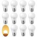 Angyues 15W Light Bulb Equivalent, A15 15 Watt Light Bulbs 2700K Soft White 120V E26 1.5W LED Bulb,Low Watt Light Bulbs Table Lamp Bulb for Bedroom 12 Pack