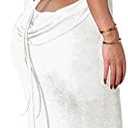 Doweha Women Backless Cowl Neck Cocktail Going Out Dress Halter Slip Long Semi Formal Party 2025 Spring Summer Maxi Dress, M, White