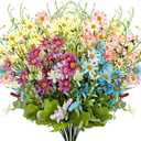 Silk Artificial Daisy Flowers Fake Floral Bulk UV Resistant Wildflowers Bouquet Arrangement for Outdoor Home Indoor Table Office Garden Wedding Decoration (Multicolor), 4 Pcs