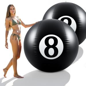 8 Ball Decor 40 Inch Giant Beach Balls Inflatable Pool Balls for Swimming and Outdoor Fun, Large 8 Ball Decorations for Beach Party Games and Summer Beachball Party Supplies(2 Pack)