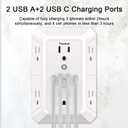 Multi Plug Wall Outlet Surge Protector - Teiobar Outlet Extender with 6 Outlets and 4 USB Ports(2 USB-C), Outlet Splitter for Home Office Dorm Room Essentials, ETL, White