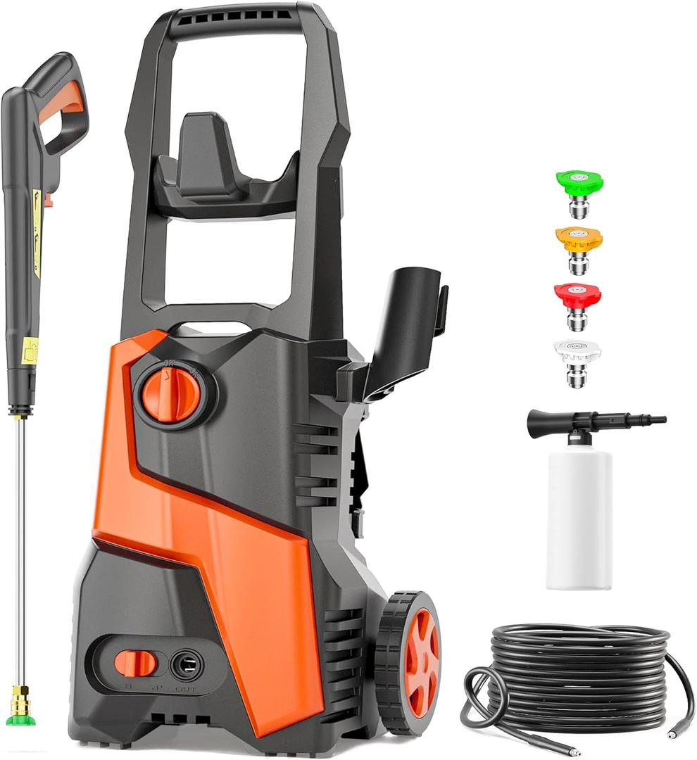 Electric Pressure Washer 4800PSI-Max 2.9 GPM Pressure Washer with 4 Quick Connect Nozzles, 25FT Hose, Soap Tank, Ideal for Car, Patio, Pool Cleaning Orange