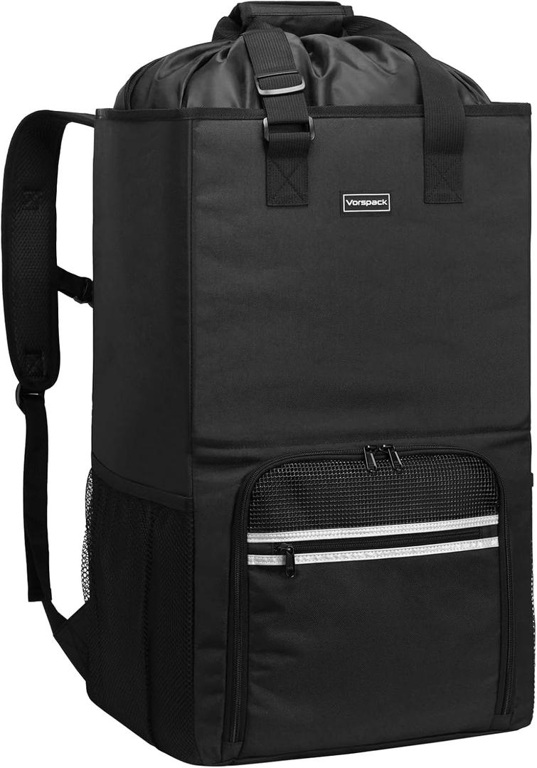 Vorspack Laundry Bag Backpack - Extra Large Laundry Bags with Shoulder Straps Heavy-duty 2 in 1 Laundry Hamper Basket for College Dorm Camp Laundromat Room Essentials - Black, 24"L x 13"W x 13"H