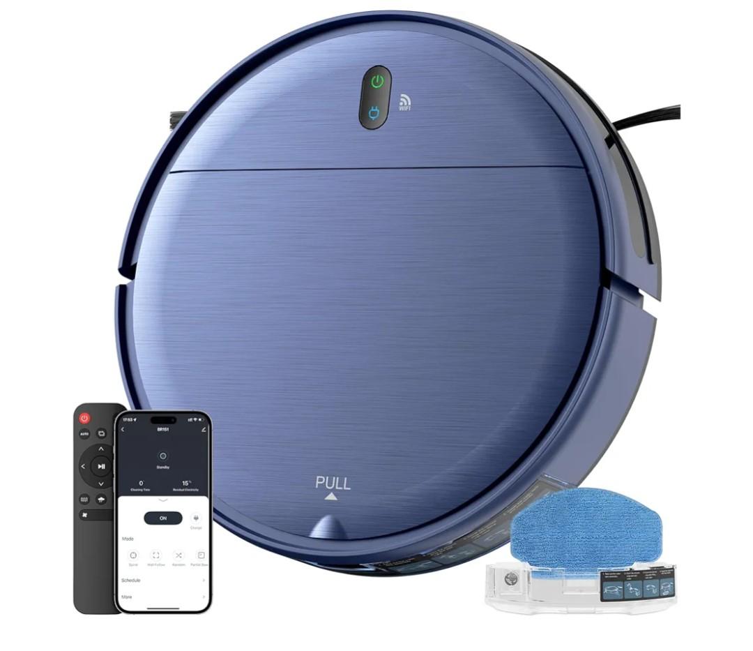 ZCWA Robot Vacuum,Robot Vacuum and Mop Combo with Schedule,APP/Remote/Voice,Strong Suction,Slim Self-Charging 2 in 1 Floor Cleaner for Pet Hair,Carpets,Hard Surfaces
