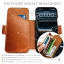 Dreem Wallet Case for iPhone 17 Pro Max, Revolutionary Vert/Hor Phone Stand, Magnetic Detachable Vegan Leather Flip Cover RFID Blocking Card Holder, MagSafe-Fit, Gift Box [Fibonacci: Caramel]