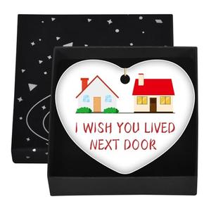 Friendship Gifts for Women Friends I Wish You Lived Next Door Ornament Keepsake Ceramic for BFF Bestie Soul Sister Daughter Birthday Christmas Graduation Long Distance Friendship Pack of 4