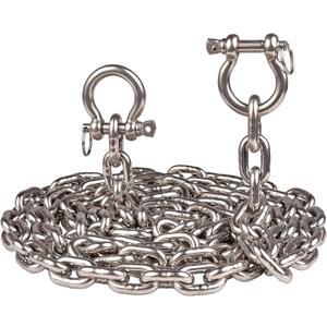 316 Stainless Steel Boat Anchor Chain with 2 Pcs Anti-Off Shackles, Marine Grade (4FT, Silver)