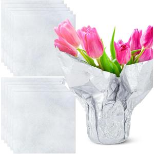 10 PCS Foil Wrap for Potted Plant, 19.7×19.7 inches Floral Foil Plant Pot Covers, Matte Texture Wrapping Paper for Christmas Plant Pot, Foil Wrapping Paper for DIY Flower Pot(Sliver)