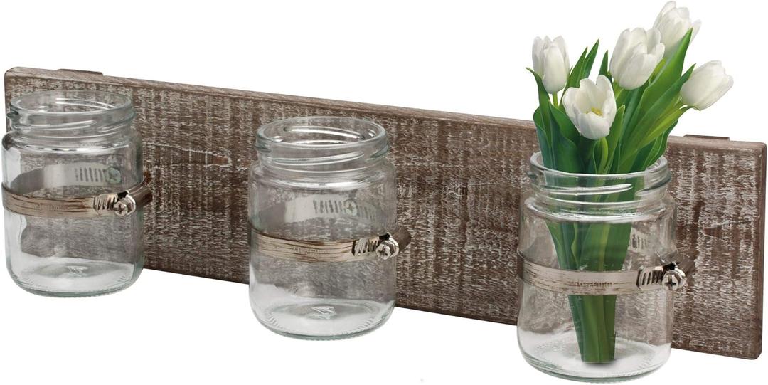 Stonebriar 3 Jar Wall Decor, White WASH