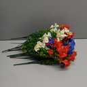 12 Pcs Red White Blue Artificial Flower Outdoor UV Resistant Petunias Patriotic Silk Flower 4th of July Decor USA Independence Short Stem Faux Cemetery Flowers Pot Window Garden 250 Anniversary Decor