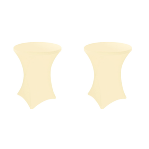 2 Pack 32x43 Inch Cocktail Table Cover Spandex Stretch Square Corners Tablecloth, Beige Cocktail Round Table Cloth, Fitted High Top Table for Bar, Weddings, Birthday, Banquet, Party (Beige)