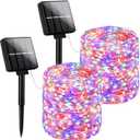 Brightever Solar String Lights, 2-Pack Total 80FT 200LED Solar Fairy Lights with 8 Lighting Modes, Solar Lights Outdoor Waterproof for Patio Christmas Wedding Party Tree Yard Decoration (Multicolor)