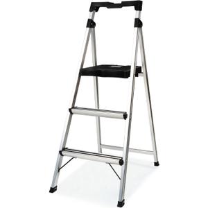 3 Step Ladder Folding Step Stool, 7.4 Lbs Aluminum Step Ladder Max Load 900lbs | Anti-Bump & Wide Non-Slip Pedal, Tool Tray, Safety Lock | Home, Office, Kitchen | Collapsible & Portable