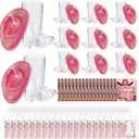 20 Pcs Cowboy Boot Shot Glasses 1oz and 10 Pcs Cowgirl Hat with Cards, Organza Bags and Box for Western Cowboy Cowgirl Theme Party Decorations Favors (Pink)