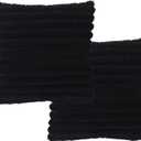 2 Pack 18x18 Pillow Cover Velvet Pillow Covers, Faux Fur Square Throw Pillow Covers for Living Room Decorations Throw Pillow Case, Throw Pillow Cover Cushion Cover for Home Sofa Bedroom Car, Black