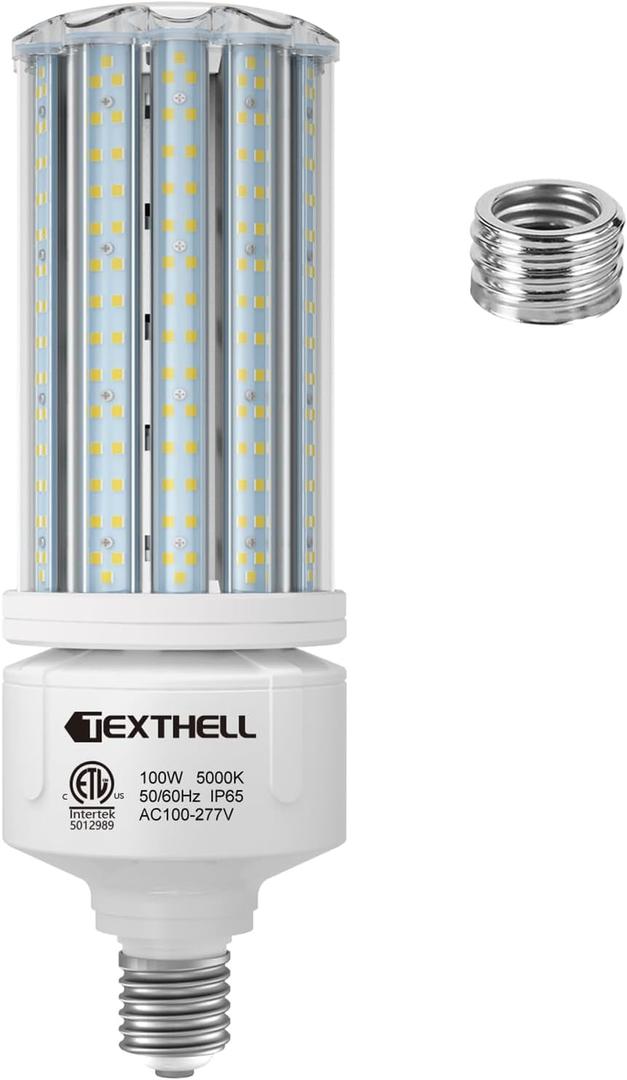 TEXTHELL Led Corn Light Bulb 100W 15000LM Bright 5000K Led Bulb E26/E39 Base 1000W Equivalent Metal Halide HID CFL for Indoor Outdoor Lighting Warehouse High Bay Light Fixture Garage Workshop