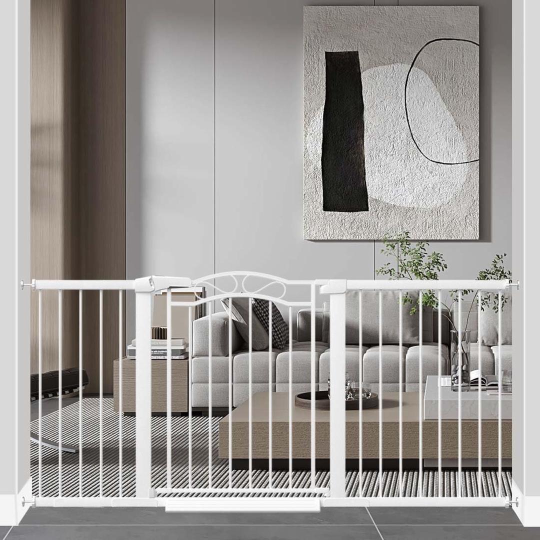 Fairy Baby 65.4"-68.1" Extra Wide Press Mounted Baby Gate Indoor for Kids Or Pets Walk Thru No Drill Long Dog Gates for The House Doorway Child Safety Gate
