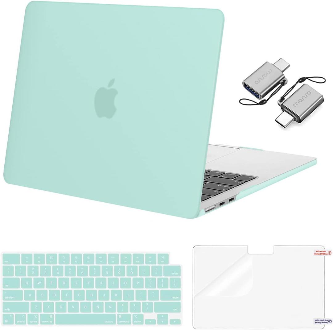 MOSISO Compatible with MacBook Air 13 inch Case 2026 2025 2024 2023 2022 M4 A3240 M3 A3113 M2 A2681,Plastic Hard Shell&Keyboard Cover&ScreenFilm&Type C for MacBook Air 13.6 inch Case, Mint Green