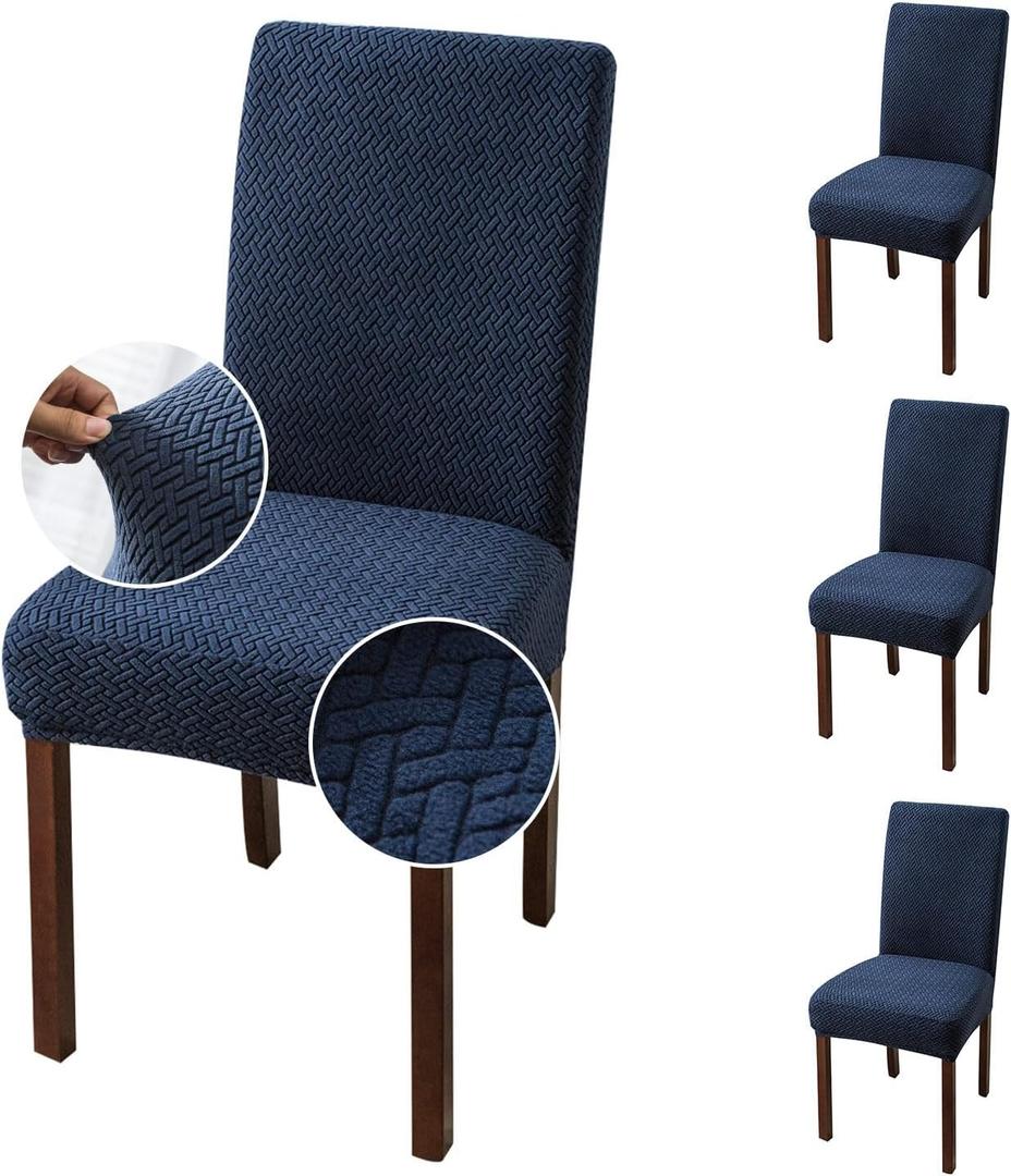 Genina Chair Covers for Dining Room Set of 4 Dining Chair Cover Stretch Kitchen Parsons Chair Covers,Navy Blue