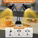 Food Heat Lamp, Commercial Food Warmer 500W Dual Head Heat Lamp for Food, Stainless Steel Catering Food Warming Lamp for Kitchen Restaurant Cafeteria