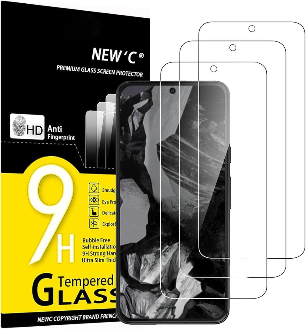 NEW'C 3 Pack Designed for Google Pixel 8A Screen Protector Tempered Glass,Case Friendly Scratch-proof, Bubble Free, Ultra Resistant (Transparent)