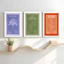 3 Piece Vintage US State Floral Stamp Canvas Wall Art Set of 3 12x16