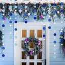 Outus 10 Pieces Silver Round Dots Garland Graduation Party Hanging Decor Each Length 13.1ft Glitter Paper Dot Streamers for Birthday Wedding Classroom Supplies (Blue)