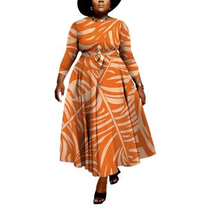 Hostoyo Women Plus Size Foraml A Line Maxi Dress Self Tie Waist with Pockets Casual Elegant Round Neck 3/4 Sleeve Swing, 2 XL