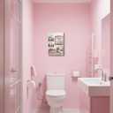 BJYCHG Rustic Bathroom Canvas Wall Art Pink Bathroom Picture Sign Farmhouse Floral Jars Painting Prints for Toilet Laundry Powder Room Decor Framed (Red, 24L x 16W)