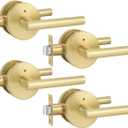 goldenwarm Gold Privacy Door Handle, Heavy Duty Zinc Alloy Interior Door Handles, Interior Brushed Gold Door Lever for Bedroom, Bathroom, 4 Pack