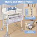 Baby Bathtub with Foldable Changing Table, Standing Infant Bath Tub for Newborn Toddler Shower, Portable Diaper Changing Station with Stand