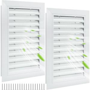 Gisafai 2 Pcs 12" x 18" Gable Vent Aluminum Alloy Wall Vents Shed Attic Window with Screen Return Air Grill with Screws, for Ventilation Exterior Doors Wall House (White)