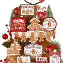 17 Pcs Christmas Tiered Tray Decor Set Winter Tiered Tray Decorations Farmhouse Tabletop Centerpiece Christmas Wooden 3D Sign for Xmas Home Buffalo Plaid Rustic Table Decoration(Gingerbread)