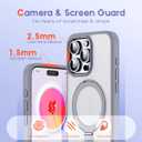 Designed for iPhone 15 Pro Max Case with Magnetic Ring Stand [Compatible with Mag-Safe] [Military Drop Protection] Shockproof Translucent Phone Cover 6.7" for Women Men,Grey (Gray)