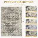 5x7 Area Rugs Washable Rug: Large Vintage Abstract Living Room Rug Soft Anti-Skid Thin Carpet Indoor Floor Stain Resistant Carpets for Bedroom Dining Farmhouse Nursery Home Office Beige Black