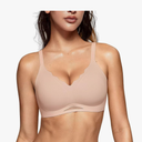 Vertvie Bras for Women Wireless Comfortable Push Up Bra Scalloped Seamless Full Coverage No Underwire Supportive T Shirt Bras Size S