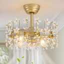 YEDAORL Modern Gold Crystal Fandelier Ceiling Fans with Lights and Remote,Chandelier Fan for Girl's Bedroom,Living Room