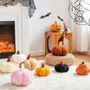 Pumpkin Pillows, Halloween Pumpkin Decoration Throw Pillow, Cute Thanksgiving Pumpkin Shaped Throw Pillows Gifts, 8" Soft Black Faux Rabbit Fur for Fall Funny Decorations (Mini-8 Inch)