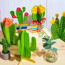Zonon 12 Pcs Cinco De Mayo Cactus Party Decorations Mexican Fiesta Honeycomb Table Centerpieces Mexico Garland Cutouts Decor for Fiesta Baby Shower Favor Cactus Theme Classroom Birthday Party Supplies