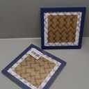 9x9 Picture Frames Blue with Mat 7x7 Opening Solid Wood Frame, Plastic Panel (Film Needs to be Removed) Table or Wall.Front Window Opening 8.6x8.6 inch (2 Pack)