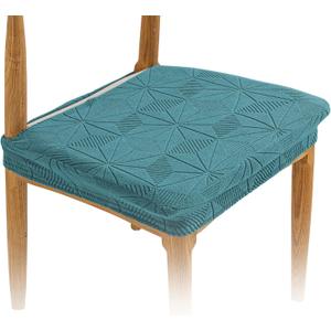 Seat Covers For Dining Chairs - Stretch Jacquard Chair Seat Covers Slipcover Set of 2, Removable Washable Chair Seat Protector for Dining Room, Kitchen, Restaurant, Banquet, No Rear, Dark Green