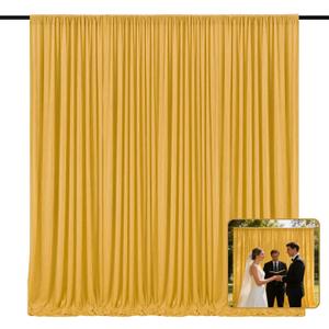 2 Panels Gold Backdrop Curtain, 10 x 10 Feet Polyester Background Curtains for Parties, Weddings, Baby Showers, Halloween, Christmas, Birthday Party Photoshoot Backdrop Curtains Decorations