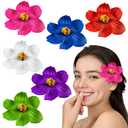 Super Z Outlet Hula Girl Paper Foam Hibiscus Color Assorted Flower Lei Hawaiian Island Rainforest Theme Hair Clips for Costume, Birthday Party Favors, Event Decoration Supplies (12 Pack)