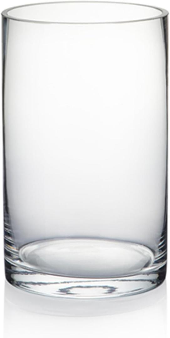 WGVI Quality Thick Clear Cylinder Glass Vase, 3" W x 5" H, Floral Container, Glass Candle Holder, Flower Vases, Wedding Centerpiece, Planter Terrarium, Table Top Home Dcor Accent, 1 Piece