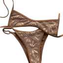 GORGLITTER Women's Cheeky High Cut Bikini Sets Scoop Neck Y2k Crochet Swimsuit 2 Piece Bathing Suit Beach Vacation Outfits (Medium, Brown)